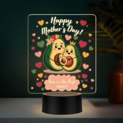 Cute Avocado Best Mom UV Print LED Night Lamp Mothers Day Gift Warm White Light